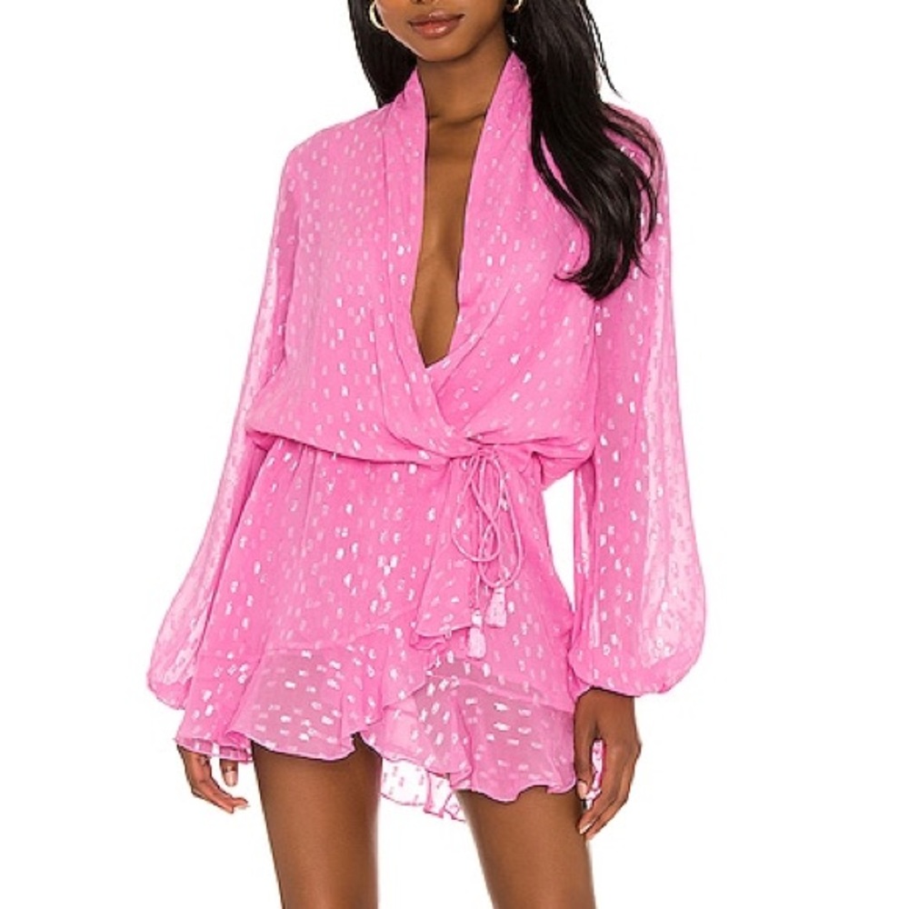 Rococo Sand X REVOLVE Lurex Dress Fuchsia Pink Size Small